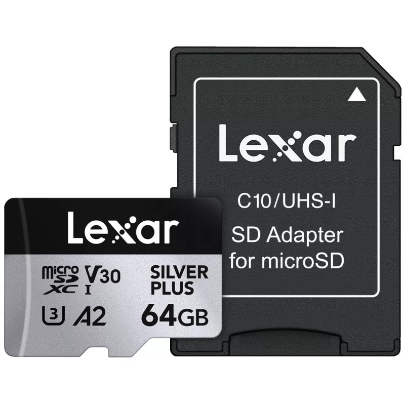 MicroSD karte Lexar 64GB UHS-I Class 3 SILVER PLUS