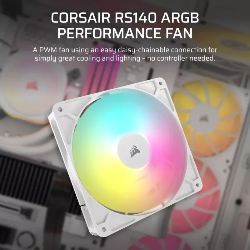 Ventilators Corsair RS140 ARGB 14 cm balts 330-1700 RPM
