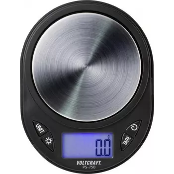 VOLTCRAFT PS-750 kabatas svari Svēršanas diapazons (maks.) 750 g Nolasāmība 0,1 g ar baterijām Melns (PS-750)