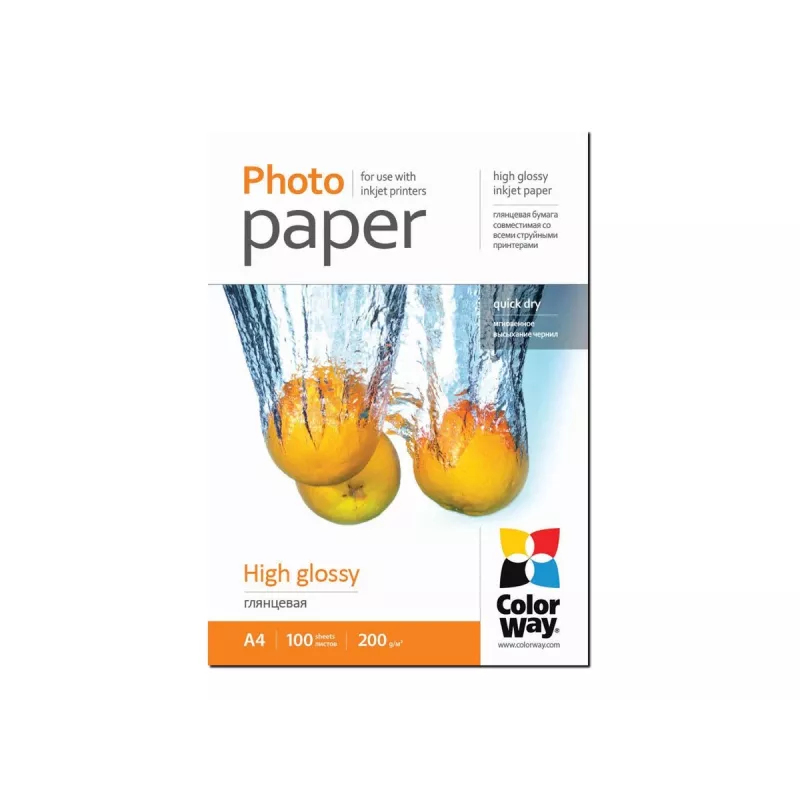 Glancēts fotopapīrs Colorway PG200100A4 A4 Balts