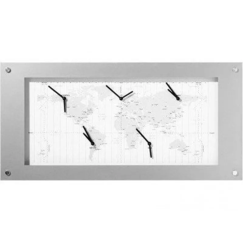 NeXtime kloks B1009065 Time Zone, 39x90 cm, Balts/Sudrabs