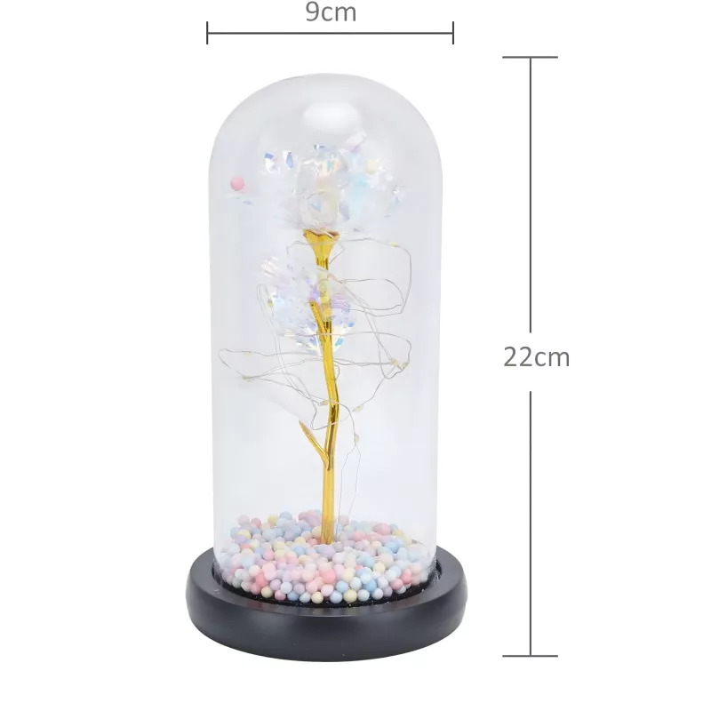 Mūžīgā roze stiklā Extralink Home, balta LED gaisma