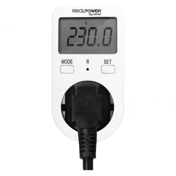 Enerģijas izmaksu mērītājs maiņstrāvai RealPower EM-1 LCD displejs 16A