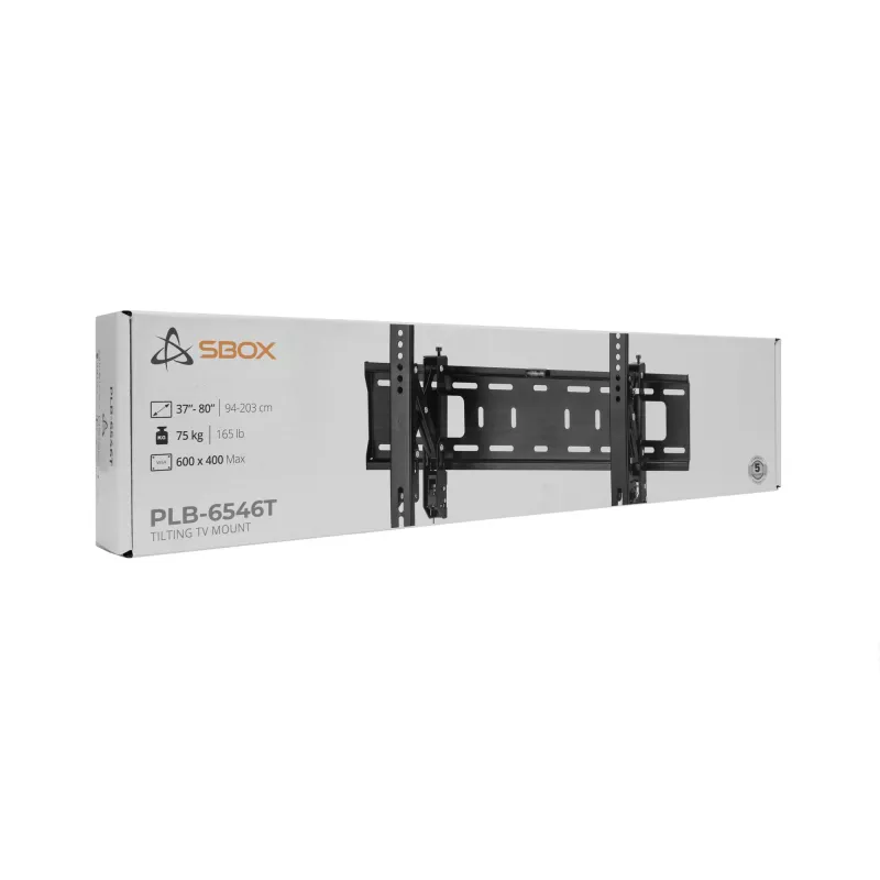 TV stiprinājums SBOX PLB-6546T-2 37–80 collu ekrāniem, līdz 75 kg, VESA līdz 600x400