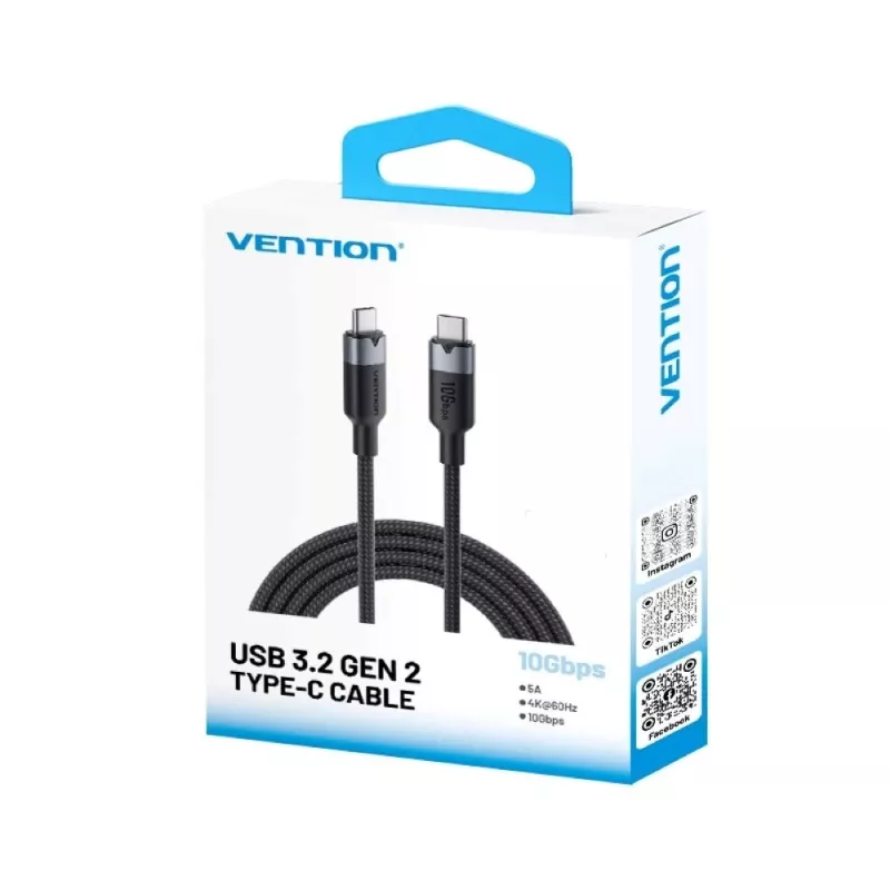 Vention USB 3.2 5A 10Gbps 1m BK USB-C uz C kabelis