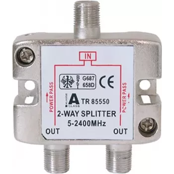 2 virzienu SAT sadalītājs ShiverPeaks BASIC-S 5–2400 MHz ar DC caurlaidi