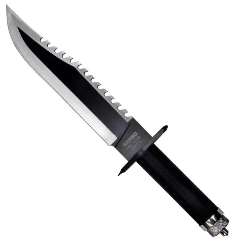 Fiksētais izdzīvošanas nazis cinema classic CC-H2 — 400 mm kopējais garums, 250 mm tērauda asmens, gluds un robotais, melns rokturis, ietver ādas maksti