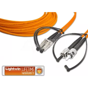 Lightwin augstas kvalitātes dupleksais optiskās šķiedras plākstera vads, MM OM2, LC - ST optiskās šķiedras plākstera vads (LDP-50 LC-ST 15.0 OM2)