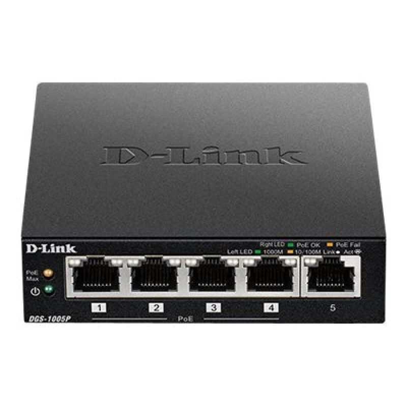 D-Link DGS-1005P/E tīkla slēdzis Nepārvaldāms Gigabit Ethernet (10/100/1000) Power over Ethernet (PoE) Melns