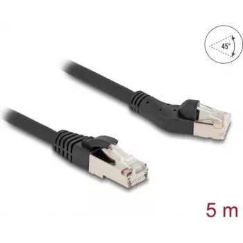 Tīkla kabelis DeLOCK RJ45 Cat.8.1 45° leņķī pa kreisi 5m melns
