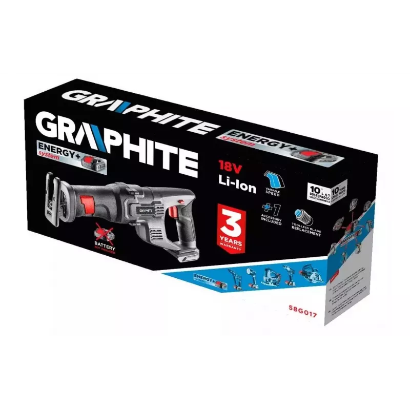 Graphite bezvadu Energy+ 18V, Li-Ion zāģis, bez akumulatora pakas