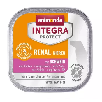 Mitrā suņu barība animonda Integra Protect Nieren ar cūkgaļu, pieaugušiem suņiem, 150 g paplāte, 73% mitrums, 16% tauku