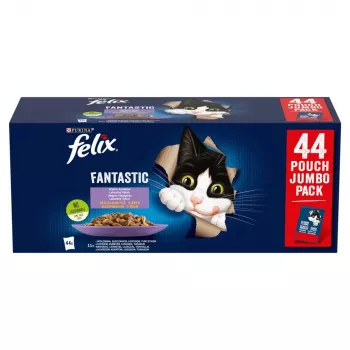 Slapjā kaķu barība Purina Nestlé Felix Fantastic Mix želejā daudzpaka 44 x 85 g, pieaugušiem kaķiem, bez glutēna