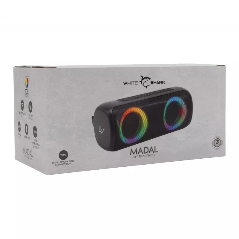 Pārnēsājams skaļrunis White Shark GBT-876 Madal, balts