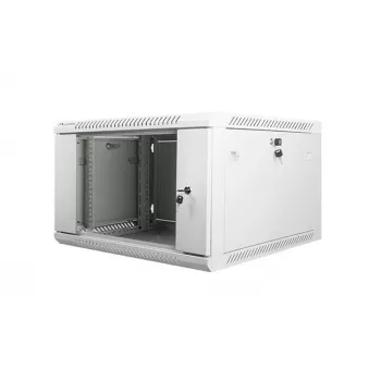 Lanberg sienas montāžas instalācijas skapis 19'' 6U 600x600mm pelēks (stikla durvis)