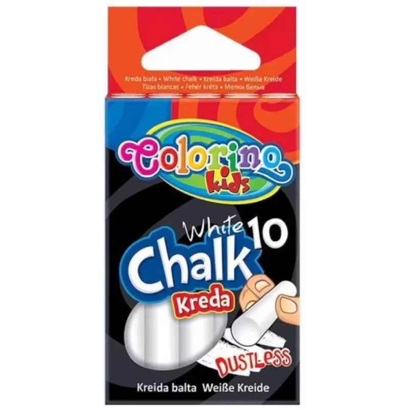 Colorino Kids bezputekļu krīts balts 10 gab.