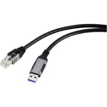 Renkforce USB, tīkla adaptera kabelis [1x USB 3.2 Gen 1 A tipa spraudnis (USB 3.0) - 1x RJ45 spraudnis] 5.00 m alumīnija spraudnis (RF-6055786)