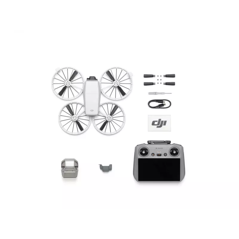 Drons DJI Flip 4 ar 48 MP kameru, 4K (3840x2160), 3110 mAh bateriju, 16 m/s, 14 000 m diapazonu, 4 rotoriem, 0,249 kg, melns/baltss