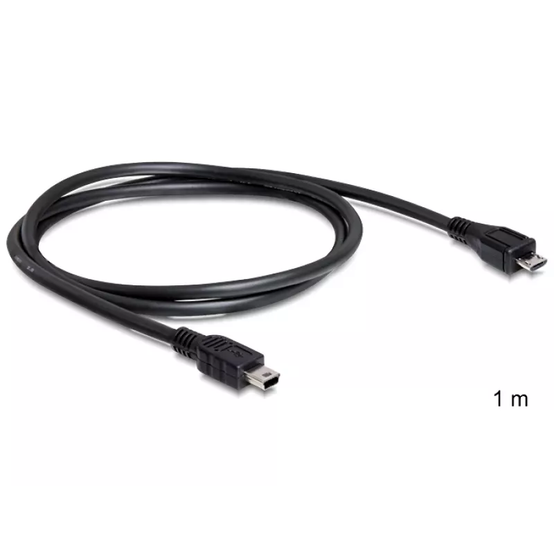 USB kabelis DeLOCK 83177 1 m Micro-USB B — Mini-USB B Melns