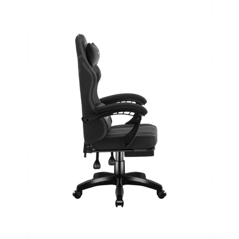 Spēļu krēsls huzaro Force 3.7 Carbon Melns — ergonomisks, regulējams augstums 107.5–116.5 cm, 5 riteņi, jostasvietas un kakla spilveni