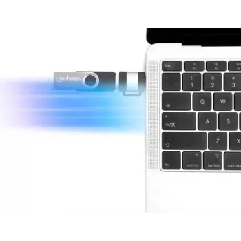 Manhattan 2-gabalu komplekts: USB-C uz USB-A un USB-A uz USB-C adapteri, vīrišķā/sievišķā savienojuma pārveidotāji, 5 Gbps (USB 3.2 Gen1 jeb USB 3.0), SuperSpeed USB, melns/sudrabains, mūža garantija