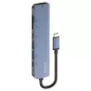 USB Type-C centrālmezgls SAVIO AK-82 ar HDMI, MicroSD, USB 3.2 Gen1, PD caurlaidi, 4K@30Hz, 5000 Mbit/s, melns