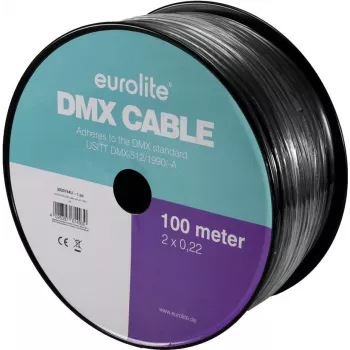 DMX kabelis EUROLITE 2x0.22mm 100m — ekranēts divdzīslu kabelis apgaismojuma vadībai
