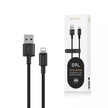USB-A uz Lightning kabelis Orsen S9L 1 m 2.1A — melns