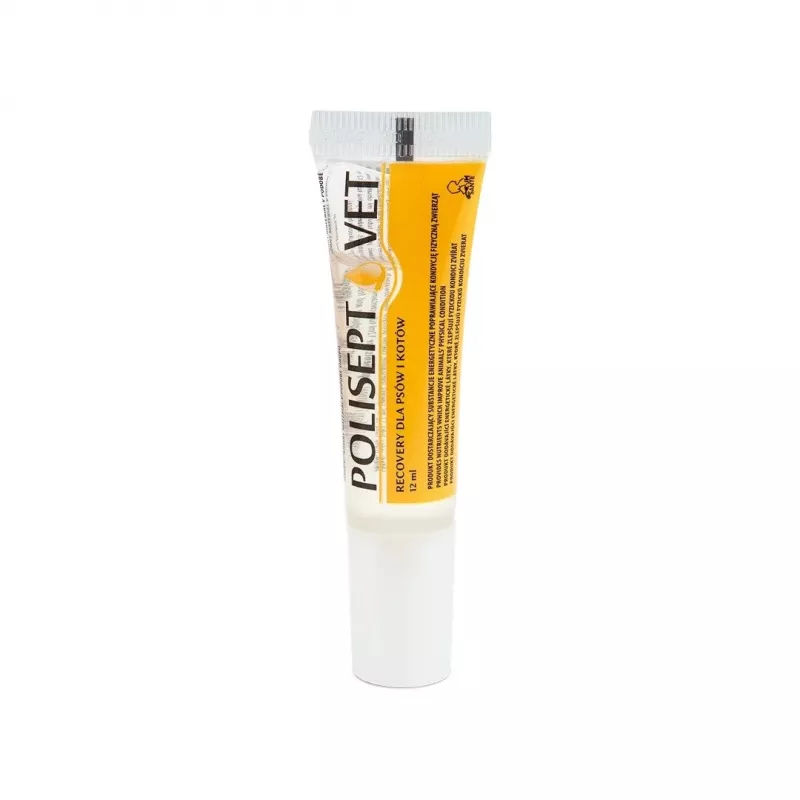 Mutes energijas piedeva JM Sante Polisept Vet Recovery tūbiņā 12 ml pieaugušiem suņiem un kaķiem, atveseļošanās periodam