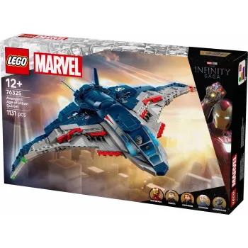 LEGO Quinjet konstruktors 76325 — Marvel, 1131 detaļas, 5 minifigūras, no 12 gadu vecuma, 280×450×300 mm