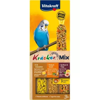 Putnu kārums Vitakraft Kräcker cilindrs 80 g ×3 – ar graudaugu garšu cietais našķis putniem