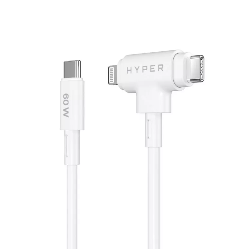 HYPER HyperJuice USB kabelis USB 2.0 1,5 m USB-C USB-C/Lightning Balts