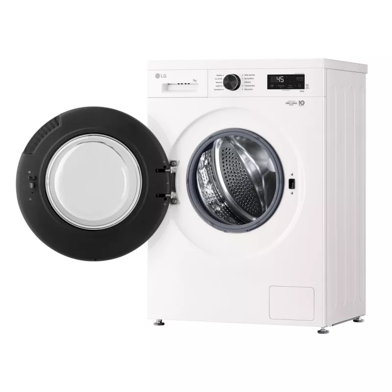 Veļas mazgājamā mašīna LG F2X10S7NWK — ar priekšējo ielādi, 600 mm platums, 540 mm dziļums, 890 mm augstums, 59 kg neto svars