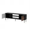 TV cabinet cama meble EF CORTINA 180×40×60 cm, top Melns, frame walnut