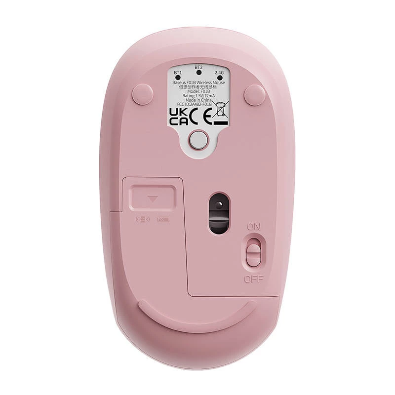 Bezvadu pele Baseus F01B Tri-mode 2.4G BT5.0 1600 DPI (rozā)