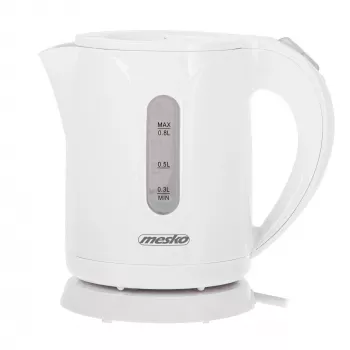 Mesko tējkanna | MS 1376 | Elektriskā | 850 W | 0,8 L | Plastmasa | 360° grozāma pamatne | Balta
