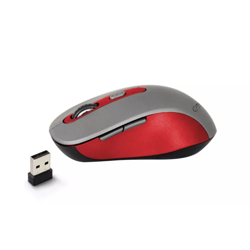 Bezvadu optiskā pele ESPERANZA EM131R 2.4 GHz, 1600 DPI, piemērota abām rokām, nano USB uztvērējs, 6 pogas, pelēka