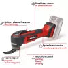 Multi-tool EINHELL TP-MG 18 Li BL Solo — 18V Li‑Ion, slīpēšanai, pulēšanai, zāģēšanai, 1,08 kg, melns/sarkans