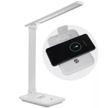 LED galda lampa MACLEAN MCE616W 9W ar iebūvētu Qi bezvadu lādētāju
