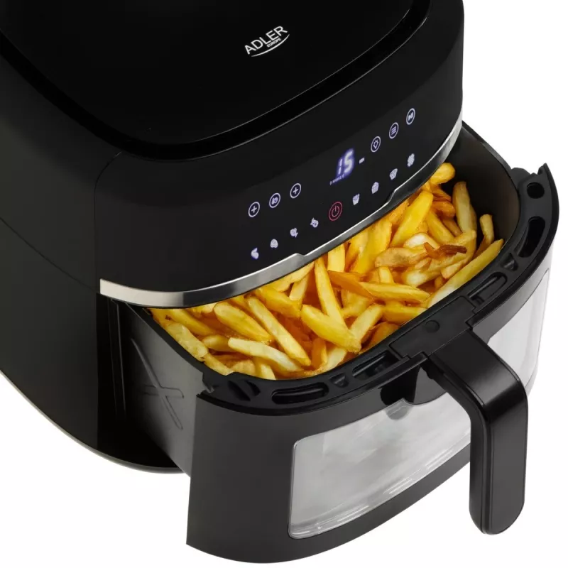 Adler AD 6318 karstā gaisa friteris, 8 l, 2500 W, LCD displejs, 9 programmas, melns
