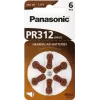 Dzirdes aparātu baterijas Panasonic PR 312 Cinka-gaisa 170 mAh — 6 gab. iepakojumā