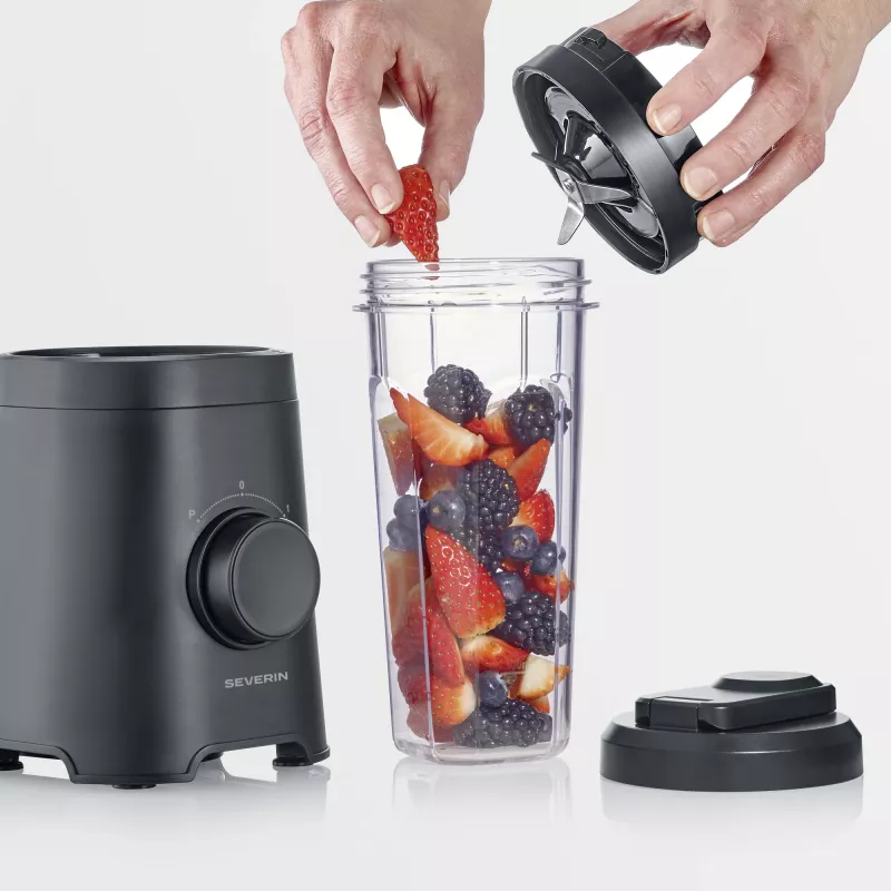 Galda blenderis SEVERIN SM 3743 — 0,6 L bļoda, 320 W, melns, nerūsējošā tērauda asmeņi