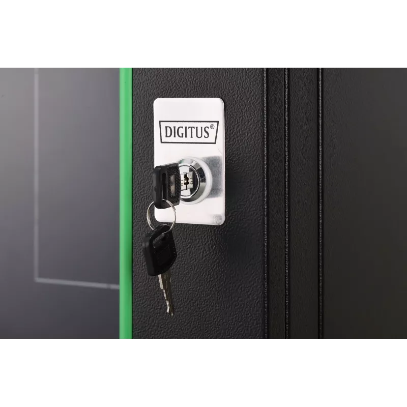Wall-mounted rack cabinet DIGITUS Dynamic-N 12U, 600x450 mm (WxD), IP20, key lock, unassembled