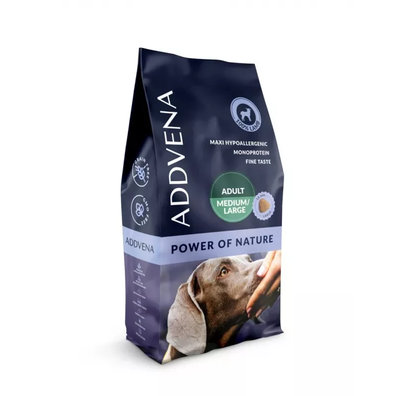 ADDVENA Power of Nature Adult Medium/Large Lamb - sausā suņu barība - 10kg