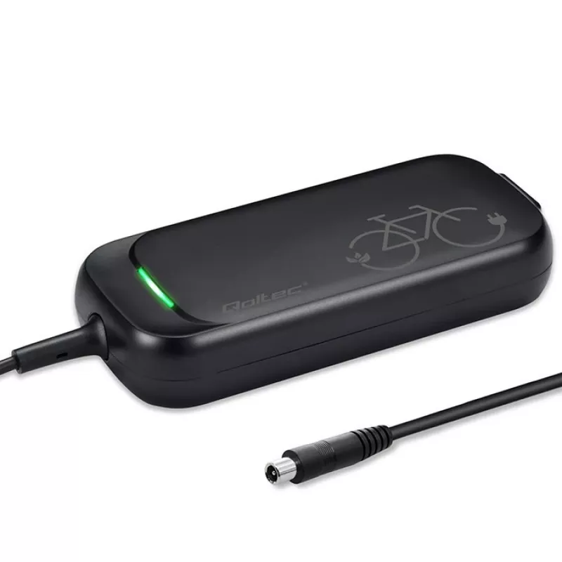 Qoltec ātrais lādētājs XIAOMI 36V elektrisko skrejriteņu un velosipēdu uzlādei | 42V | 2A | 8.0*8.0mm+pin | ūdensizturīgs + strāvas kabelis