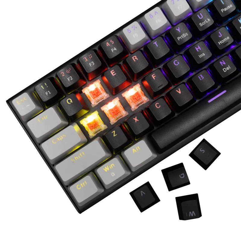 Mehāniskā spēļu tastatūra White Shark Wakizashi WAKIZASHI-2 ar US sarkanajiem slēdžiem, melni pelēka