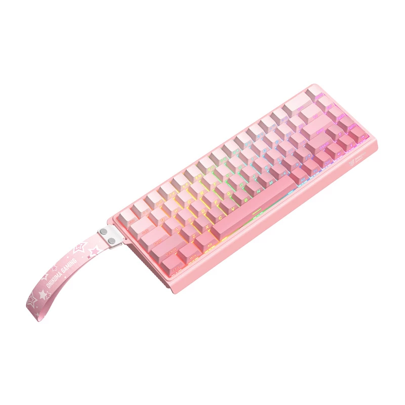 Vadu spēļu tastatūra Onikuma G69 — rozā, USB savienojums, pilna izmēra izkārtojums