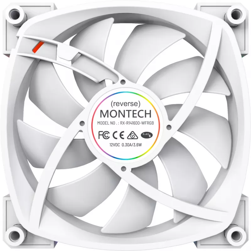 Montech RX140 PWM 140mm ARGB korpusa ventilators - balts