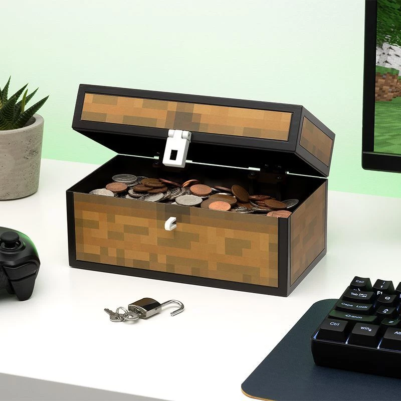 Paladone Minecraft lādes dizaina naudas kaste PP13601MCF monētu banka bērniem un faniem