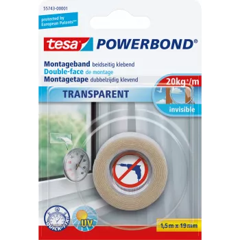 Montāžas lente Tesa Powerbond TRANSPARENT 1,5 m 19 mm